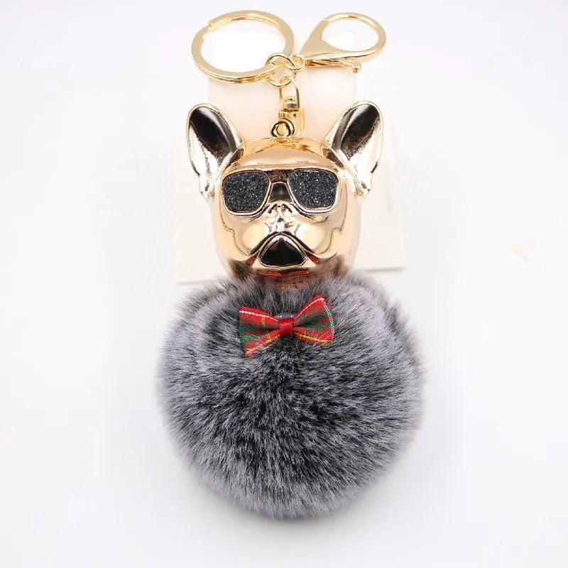 New-Cross-border-Cool-Dog-Creative-Sunglasses-French-Bulldog-Car-Pendant-Cute-Dog-Keychain-Hair-Ball-Bag-Pendant (4) Grey.jpeg