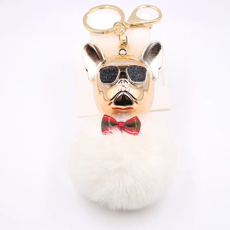 New-Cross-border-Cool-Dog-Creative-Sunglasses-French-Bulldog-Car-Pendant-Cute-Dog-Keychain-Hair-Ball-Bag-Pendant (4) Off white.jpeg