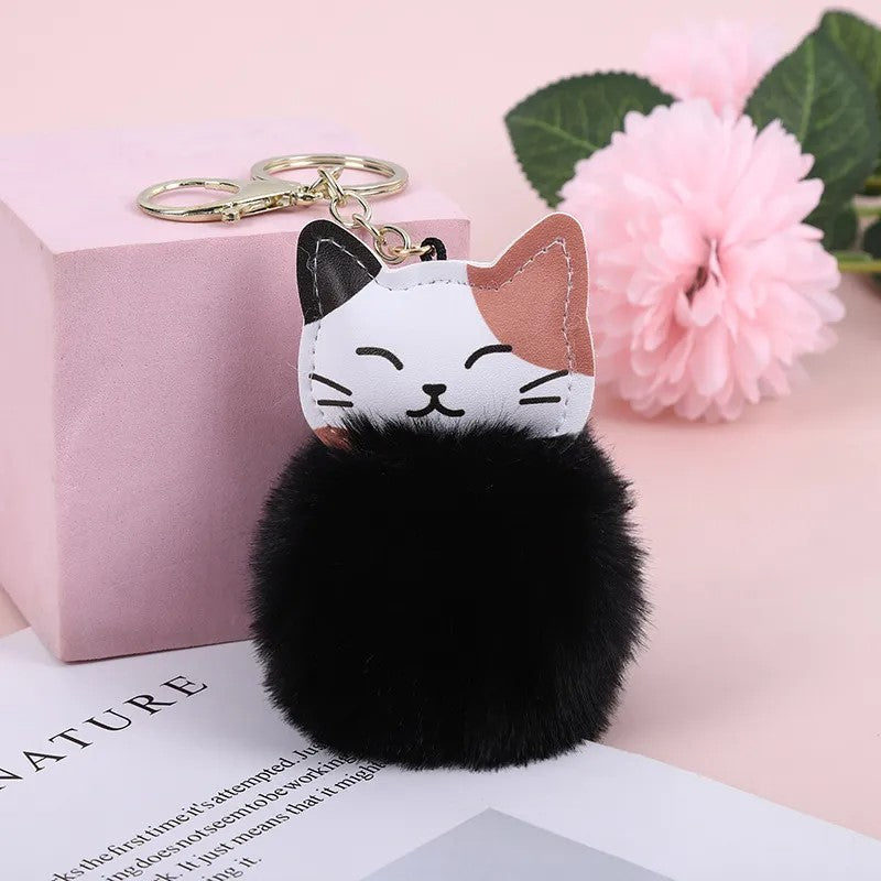 Cute-Cat-Pu-Leather-Alloy-Plush-Printing-Bag-Pendant-Keychain Black.jpeg