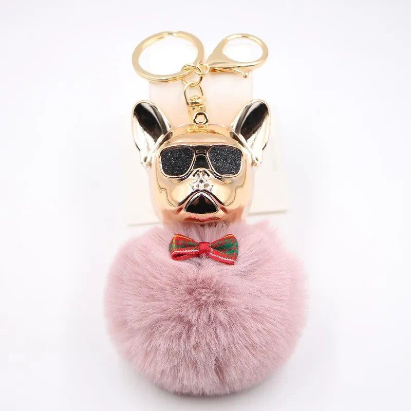 New-Cross-border-Cool-Dog-Creative-Sunglasses-French-Bulldog-Car-Pendant-Cute-Dog-Keychain-Hair-Ball-Bag-Pendant (3) Pink.jpeg