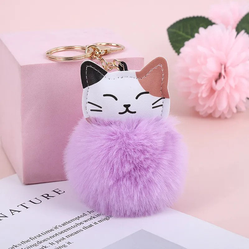 Cute-Cat-Pu-Leather-Alloy-Plush-Printing-Bag-Pendant-Keychain Purple.jpeg