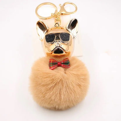 New-Cross-border-Cool-Dog-Creative-Sunglasses-French-Bulldog-Car-Pendant-Cute-Dog-Keychain-Hair-Ball-Bag-Pendant (4) Khaki.jpeg