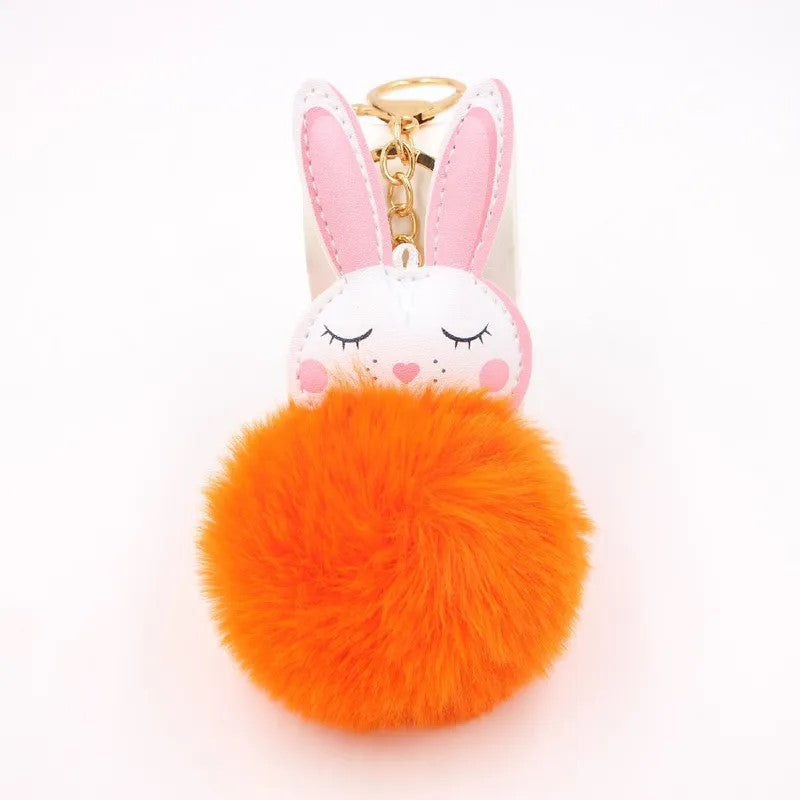 New-Product-Little-White-Rabbit-Plush-Ball-Cute-Car-Key-Ring-Pendant-Wallet-Accessory-Buckle (3) Orange.jpeg